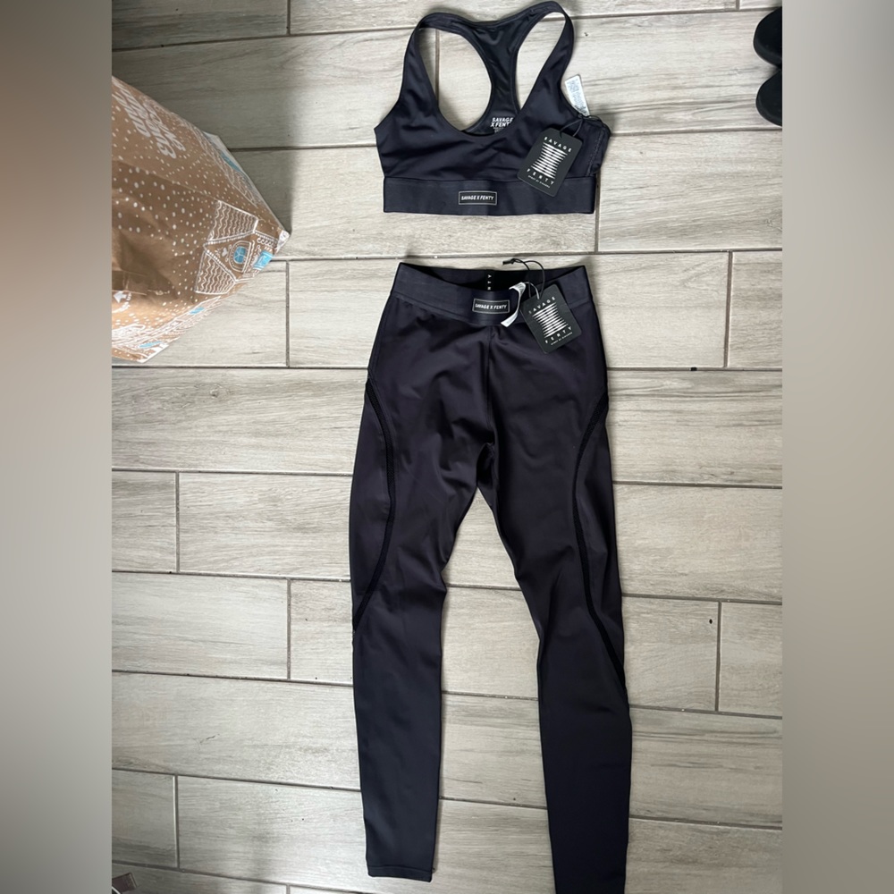 Savage X Fenty legging & sports bra set, size XS, black, new with tags